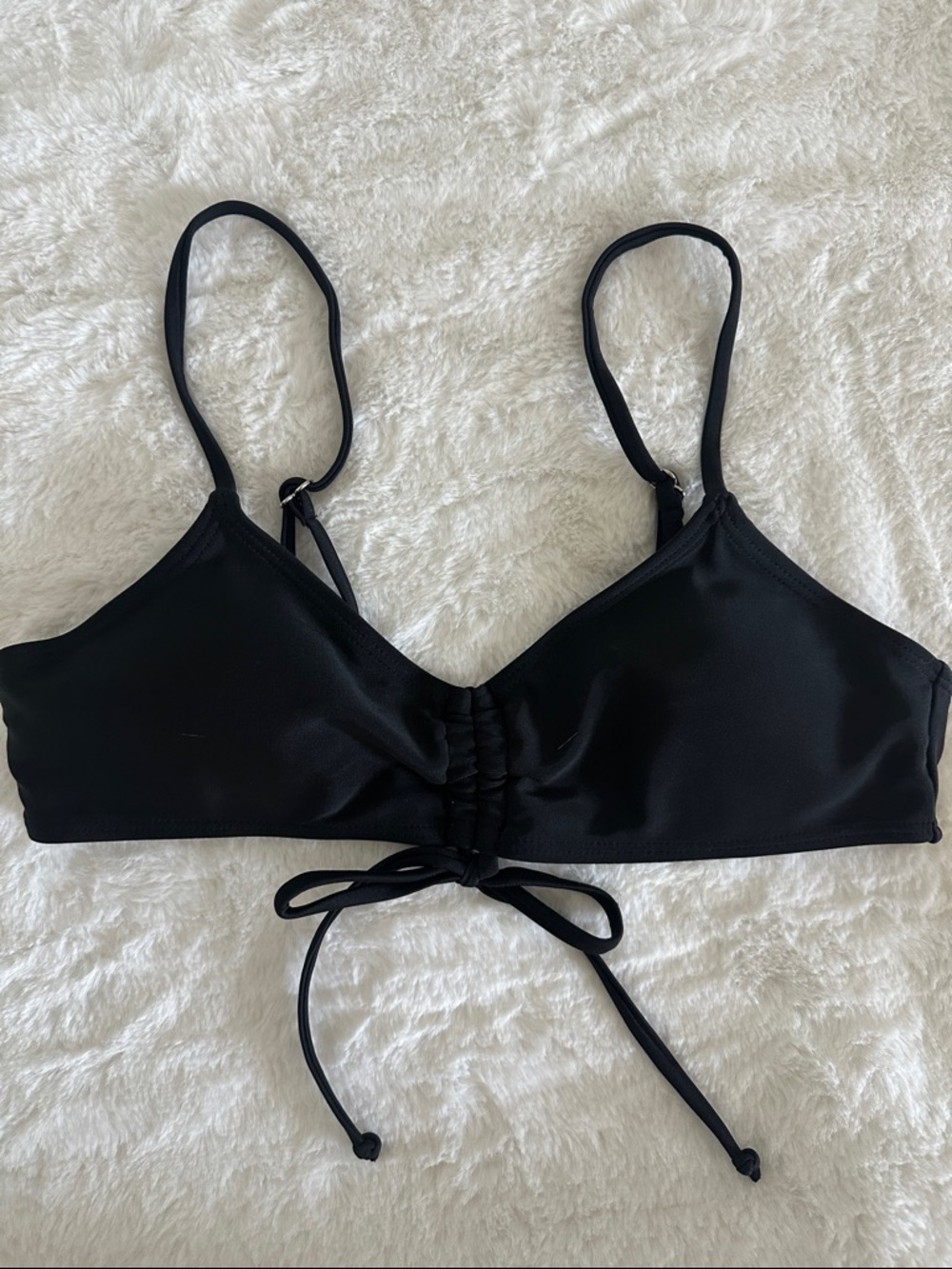Black Drawstring Bikini Top